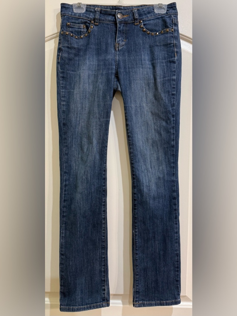 Cache Studded Pockets Straight Leg Women’s Jeans Size 4
